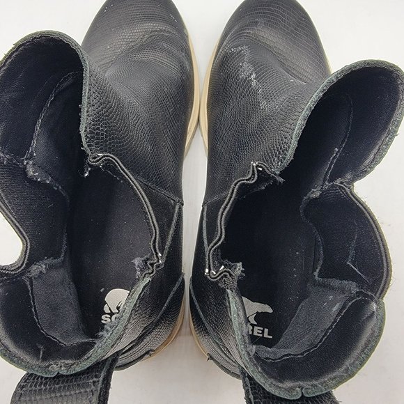 Sorel Lennox Chelsea Womens 8.5 Waterproof Boots Black Chalk Pull On Shoes - Picture 8 of 12